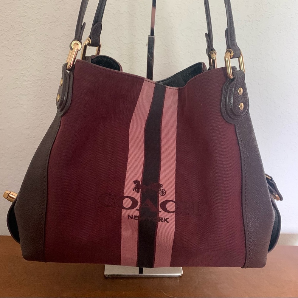 Coach Horse Carriage Stripe Jacquard Edie 31 a bold center strip Like New